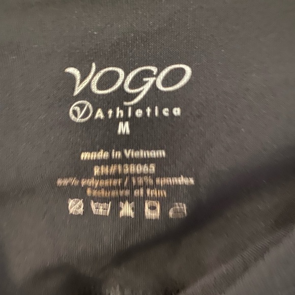 VOGO Athletica Yoga Exercise Pants M Black Mesh Faux Leather Stripe Leggings - Picture 4 of 6